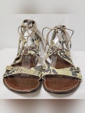Sam Edelman Gemma Leather Gladiator Snake Print Sandals Size 10